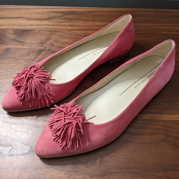 Ecco pom pom pointed toe ballet flats pink/fushia - Picture 3 of 10